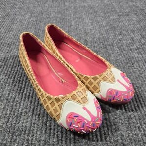 Shoe Bakery Shoes Womens Size 5 Brown Pink Ice Cream Waffle Cone Flats